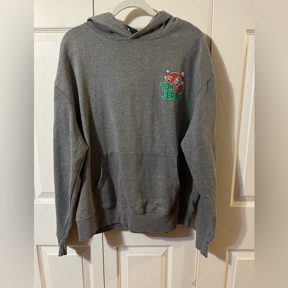 Tom & Jerry Hooded Sweatshirt Grey Size XL Unisex